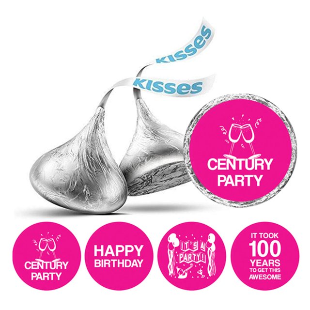 Darling Souvenir Its Took 100 Years Birthday Theme Stickers Candy Labels DIY 190 Pcs-Fuchsia Pink