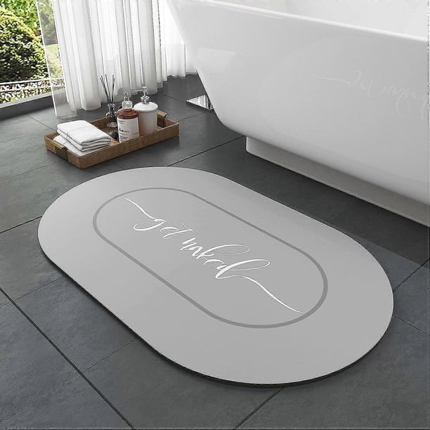 Bath Mat Rug 17"x27" Soft Diatomaceous Earth Non-Slip Quick Dry Rubber Back Gray Bathroom Rug Absorbent Nude Bathroom Rug For Bathroom Floors - Easy C