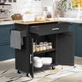 thumbnail image 3 of Carrito de Cocina Madera Carrito de Almacenamiento con Estante Ajustable Isla de Cocina Negro FurnitureR hogar, 3 of 6