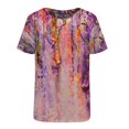 thumbnail image 5 of ICHUANYI Clearance Adult Fashion Woman Round Neck Short Sleeve Tops T-Shirt Prints Loose Blouse(Pink, XL) ICHUANYI WER2023080811689, 5 of 5
