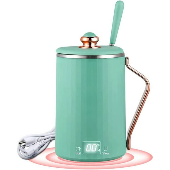110V Electric Kettle Stew Cup with Digital Screen, 450ML Small Slow Cooker Personal Health Cup - 7Mins Fast Boiling with Temperature Control, Timer for Home/ Office/ Travel