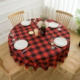 thumbnail image 3 of Red and Black Buffalo Plaid Christmas Round 70" Check Gingham Tablecloth - Polyester Table Cover Reusable Water Resistant for Thanksgiving Holiday Decorations, 3 of 8