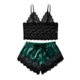 thumbnail image 1 of Conjunto de para mujer, ropa de dormir corta, top de encaje y pantalones cortos, ropa de dormir, despedida de soltera Deep Green S jinwen Braguitas de encaje para mujer, 1 of 8