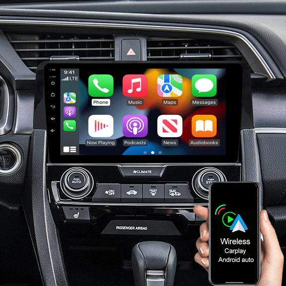 Wireless CarPlay 2 32GB Android 13 Car Stereo Radio for Honda Civic X 2016-2020 GPS Navi WiFi Bluetooth DSP 1280HD
