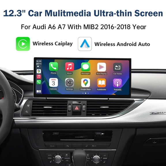 RoadTop 12.3 Inch Ultra-Thin Screen Wirelesss CarPlay&Android Auto Multimedia Linux For Audi A6 A7 With MIB2 2016-2018 Year Mirrorlink Bluetooth