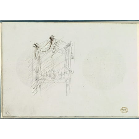 - Sketch of a Fireplace with a Mirror Surrounded by Drapery Poster Print by Anonymous French 18th century (18 x 24)