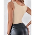 thumbnail image 4 of CHICME Womens Tank Tops With Built In Bras U-Neck Sleeveless Vest Elastic Slim Fit Shapewear Camisole Beige-L, 4 of 9