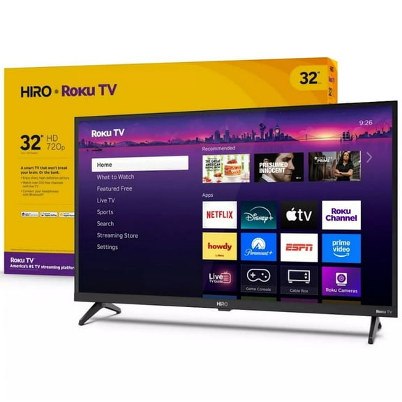 Restored Hiro 32" 720p HD Smart TV Flat Screen LED Television with Roku TV and Dolby Audio for Streaming H32C2C4