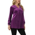 thumbnail image 4 of INSPIRE CHIC Women's Velvet Top V Neck Long Sleeve Casual Loose Fit Blouse T-Shirt M Purple, 4 of 6
