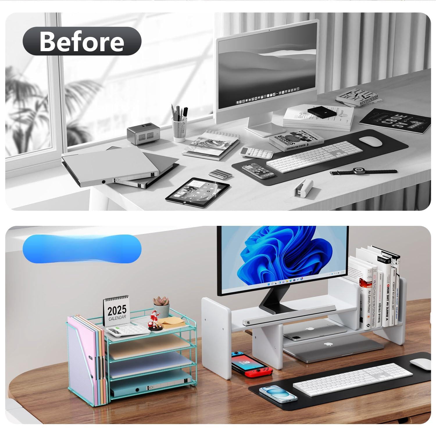 4-tier Paper Organizer With Magazine Holder  Desk Organizers And Accessories & Workspace File For Office Supplies Storag (blue 4-tier)