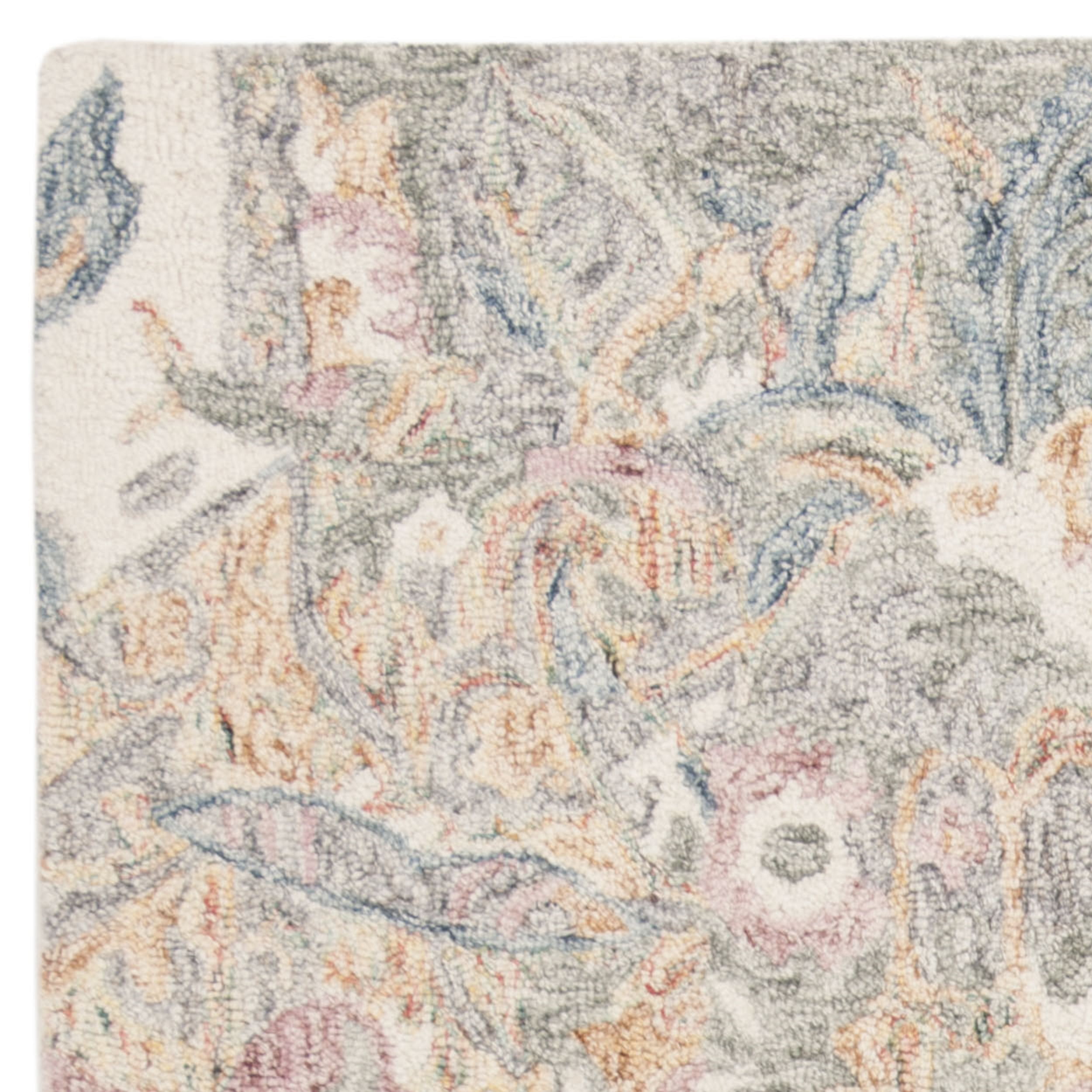 SAFAVIEH Aubusson Fiona Abstract Floral Wool Area Rug, Ivory/Sage, 5' x 8'