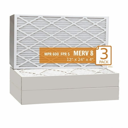 

12x24x4 Key Pleat Purolator Air Filter - MERV 8 (3 Pack)
