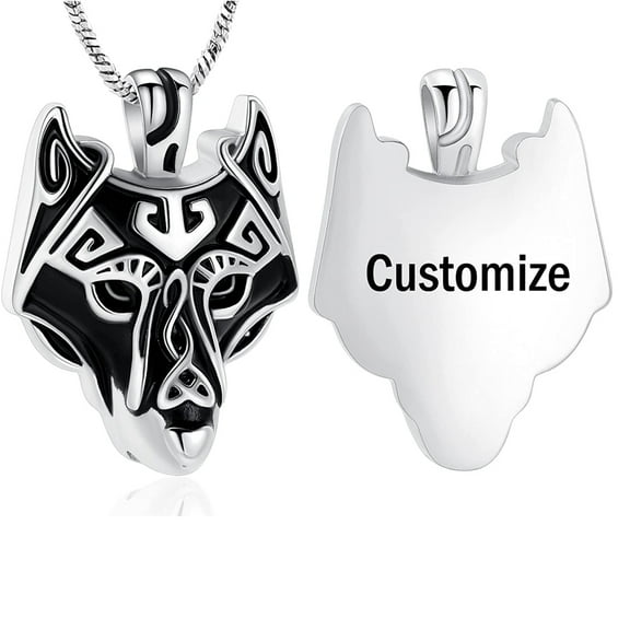 Wolf's Head Cremation Jewelry for Ashes Urn Necklace Lockets for Human Ashes Pet Ashes Holder