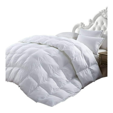 LUXURIOUS 1200 Thread-Count KING/CAL KING Size Siberian GOOSE DOWN Comforter, WHITE SOLID, 100% Egyptian Cotton 750FP, 50Oz