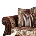 thumbnail image 3 of Benjara Sofa with Paisley Fabric and Ornate Details, Red and Brown, 3 of 5