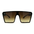thumbnail image 2 of Womens Retro Oversize Angular Flat Top Shield Plastic Frame Rimless Sunglasses Tortoise Brown, 2 of 4