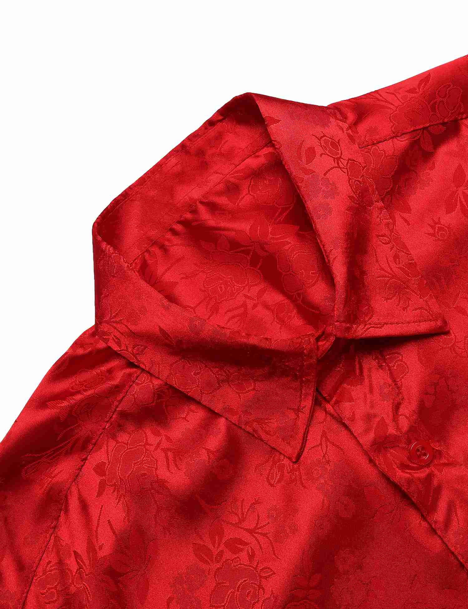 COOFANDY Mens Silk Shirts Long Sleeve Dress Shirts Prom Wedding Party Button Down Shirts,Wine red Medium