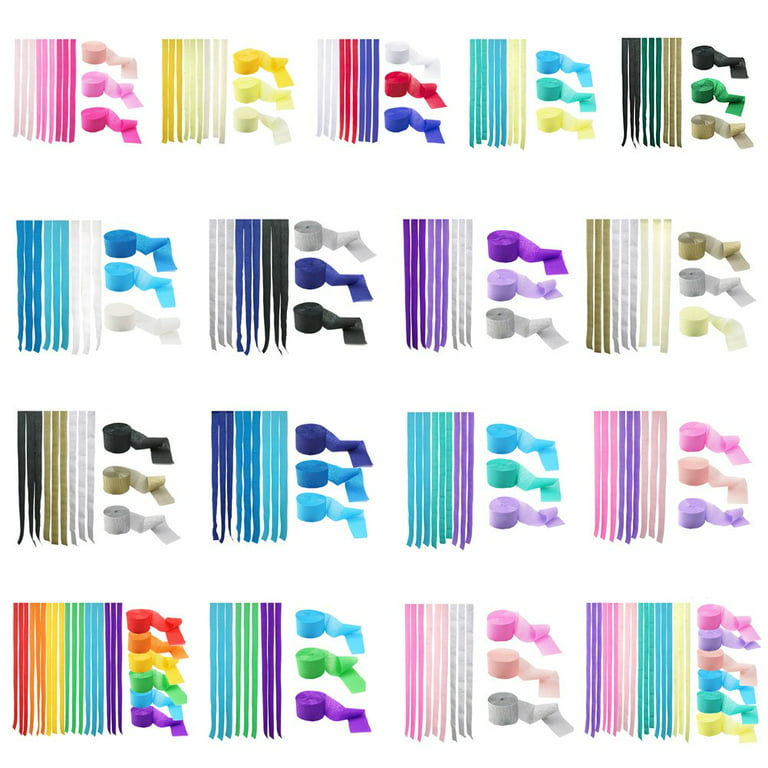 Crepe Paper, 24 Rolls Colourful Crepe Tapes, 10 Metres x 4.5 cm