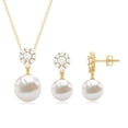 thumbnail image 2 of Rosec Jewels Cultured Freshwater Pearl Drop Jewelry Set with Moissanite Flower - AAA Quality Pearl Pendant Earrings Set - Ready to Gift, 14K Yellow Gold, 2 of 8