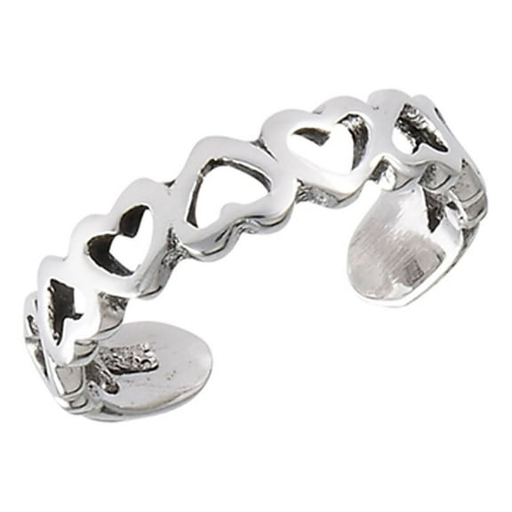 Midi Hearts Love .925 Sterling Silver Open Toe Ring Band Jewelry Female Unisex