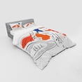 thumbnail image 3 of Ambesonne Modern Bedding Set 3 Pcs, Woman Sketch in Polka, Twin, Vermilion and Blue, 3 of 3