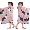 thumbnail image 4 of Border Collie Dogs with Pioneer Flower Hooded Bath Towel，50"x30" for Ages 3 To 12 Kids, Quick Dry Lightweight Soft Microfiber Hood Beach Towel Cover Up for Kids, 4 of 7