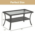 thumbnail image 4 of PARKWELL Storage and Easy to Assemble Steel and Wicker Coffee Table, Brown, 4 of 6