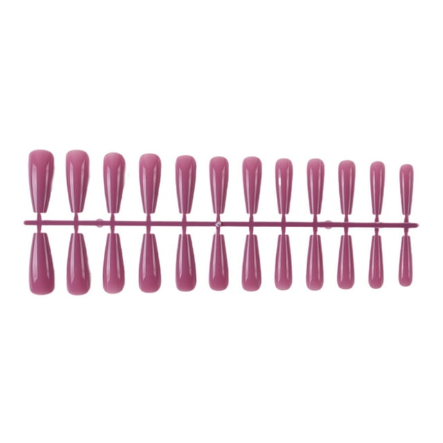 Vogacara 24 piezas Extra largas Prensa en uñas Artificial DIY Sólido Duradero Francés Elegante Uñas acrílicas para salones de manicura Arte Cubierta Juegos de manicura 28 frijol morado Vogacara CE011405-28