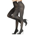 thumbnail image 5 of MeMoi Ribbed/Solid Control Top Tights 2-Pack - Womens - Female (S-M, Gray Heather-Black), 5 of 7