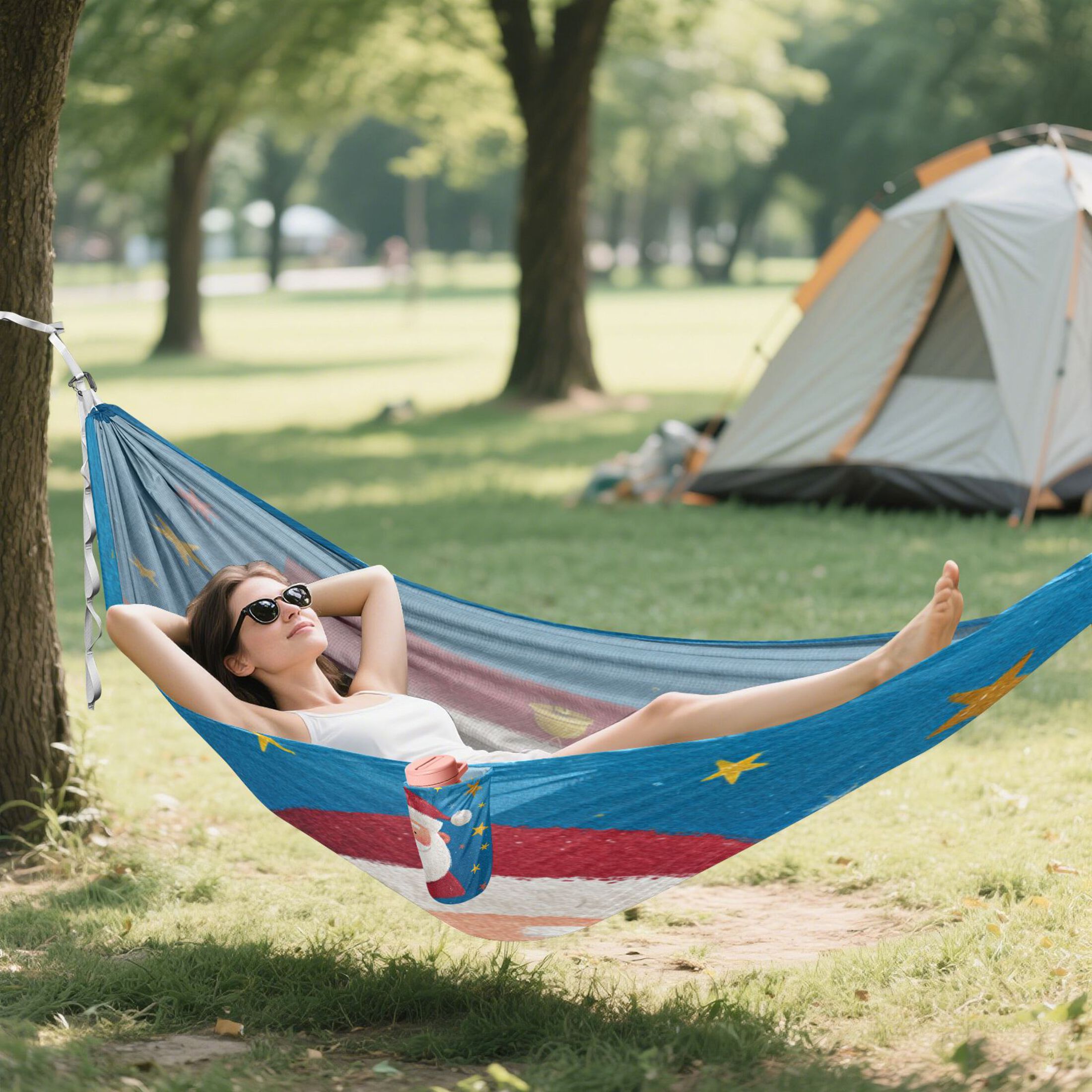 Hammock Camping Hammock Nylon Portable Hammock Travel Camping Hammock Beautiful Cartoon Santa Claus