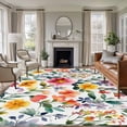 thumbnail image 3 of Retro Flower Area Rug 5x8 FT, Non Slip Bedroom Throw Carpet, Boho Country Floral Leaf Plant Watercolor Washable Soft Floor Carpet Non-Shedding Rug for Living Room Nursery Dorm Office, 3 of 9