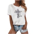 thumbnail image 3 of Alllist Going Out Tops for Women White Short Sleeve Floral Crew Neck T-Shirts T Shirts for Women, 3 of 5