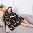 thumbnail image 5 of Oversized Wearable Blanket Hoodie,Halloween Dancing Skeletons and Pumpkins Pattern Sherpa Blanket Hoodie with Super Pockets,Super Warm Fuzzy Pullover for Women & Men, 5 of 6
