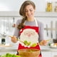 thumbnail image 5 of Delantal de Cocina Navideño para Mujeres y Padres | Tela de Lino y Poliéster Rojo | Gran Cobertura (73 X 55 Cm) | Ideal para Cocinar, Hornear, Barbacoas, Manualidades y Ropa de Trabajo Protectora., 5 of 6