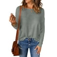 thumbnail image 1 of Asyoly Women Crochet Knit Pullover Sweater Crewneck Long Sleeve Lightweight Solid Color Jumper Tops, 1 of 4