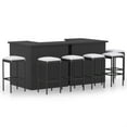 thumbnail image 1 of vidaXL 8 Piece Garden Bar Set with Cushions Poly Rattan Black, 1 of 5