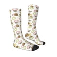 thumbnail image 3 of Daiia Sports Socks Donut Sloth Printed Novelty Crew Socks for Men Women Knee High Socks Cotton Socks Soft & Breathable Support Unisex Socks, 3 of 9