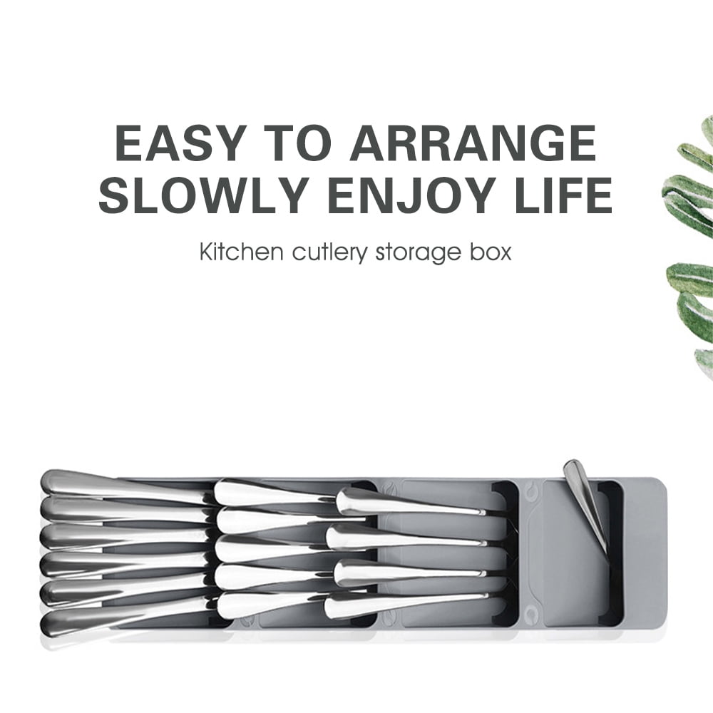 Private Jungle Kitchen Drawer Organizer Tray Compact Cutlery Organizer Tray Box for Silverware Cutlery Spoon Knife and Fork Partition Storage, Grey Private Jungle Kitchen Drawer Organizer Tray Compact Cutlery Organizer Tray Box for Silverware Cutlery Spoon Knife and Fork Partition Storage, Grey