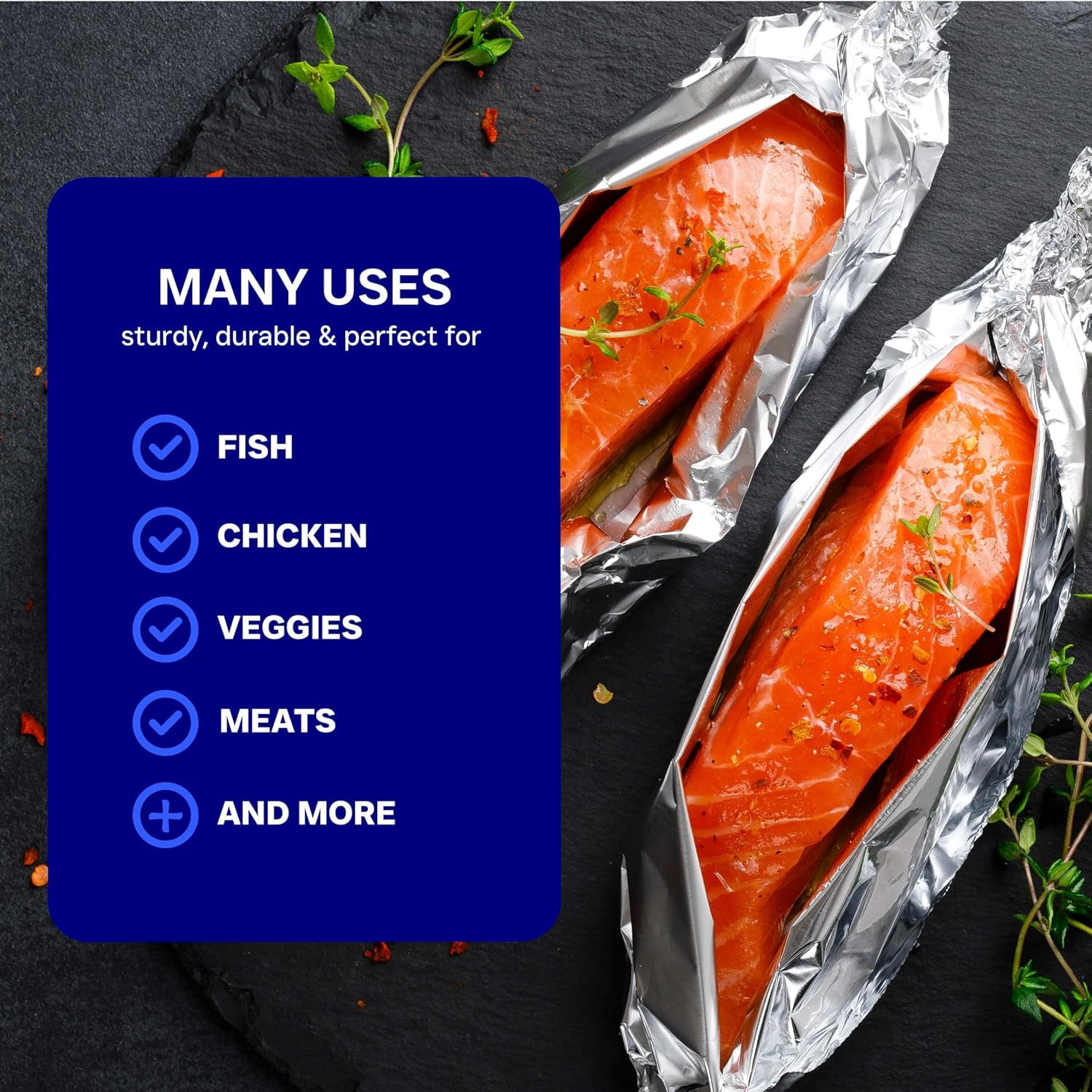 Nicole Home Collection Non-Stick Heavy Duty Aluminum Foil Roll, for Kitchen Use, Baking, Roasting, & Food Storage, 12” x 250’