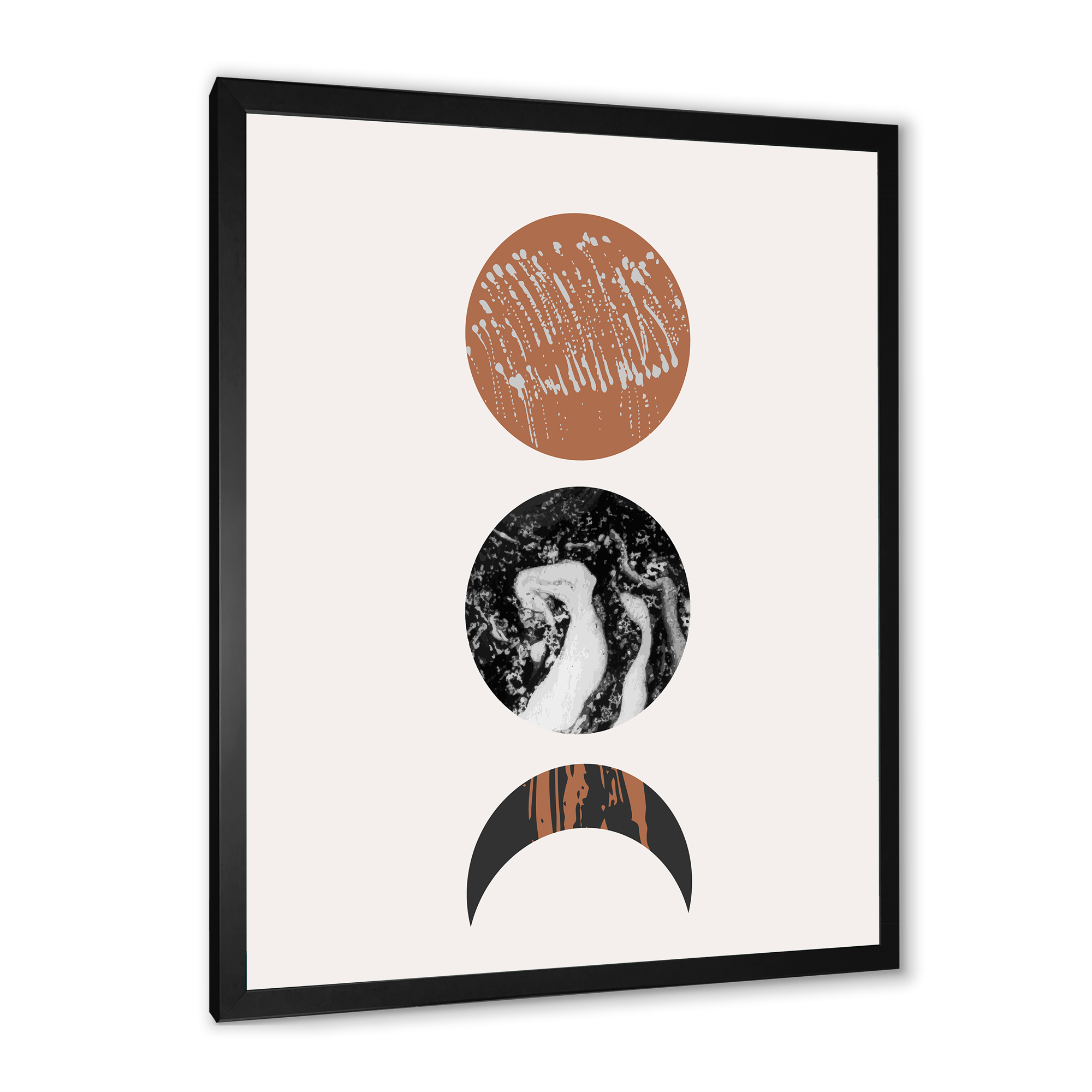 Designart 'Retro Shapes Abstract Moons and Suns' Modern Framed Art Print