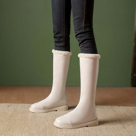

TIANEK Knee High Chunky Heel Low-Heeled Fashion Winter Keep Warm Womens Knee High Boots Reduced
