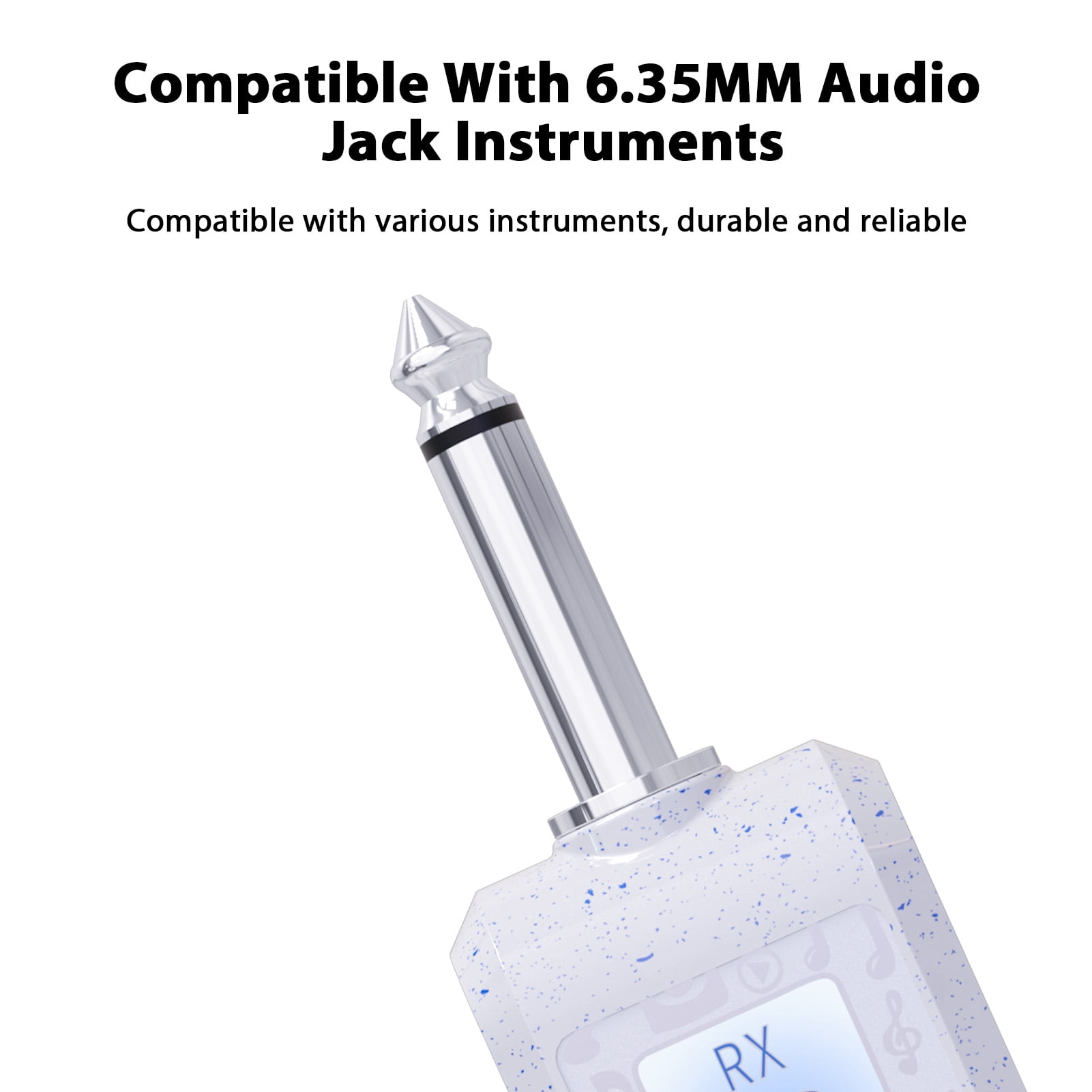 YAHHU 2.4G Wireless Guitar System Rechargeable Transmitter Receiver Set for Electric Guitar Bass Wind Instruments Plug Play Real-time Transmission White 2 Transmitters 1 Receiver 1.1x0.7x3.5 inches