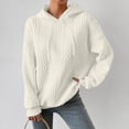 thumbnail image 3 of Women's Hoodies Long Sleeve Casual Solid Drawstring Hoodie Sweatshirts For Women Pullover, Jacquard Design Fall Winter Fashion with Soft Fabric for Cozy Wear,Beige,L, 3 of 8