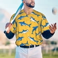 thumbnail image 5 of Zufioo Shark Print Print Men's Baseball Short Sleeve, Moisture Wicking Button-Down Hip Hop Tee-Large, 5 of 7