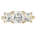 thumbnail image 1 of 4.0 ct Square Emerald Cut Real Genuine Natural Diamond SI1-SI2 G-H 18K Yellow Gold Three-Stone Promise Wedding Statement Engagement Designer Ring size 5, 1 of 7