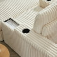 thumbnail image 6 of Oversized Armchair with Storage Ottoman, Corduroy Cloud Couch with Dual Cup Holders and 26" Wide Seat, Sectional Sleeper Sofa Bed for Living Room, Beige, 6 of 7