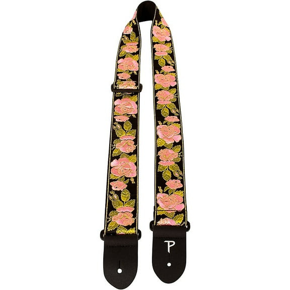 Perri's Premium Jaquard Weaved on Webbing Backing Guitar Strap Pink Rose 2 in.