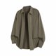 thumbnail image 1 of Blusa y camisa de manga larga con cuello vuelto para hombre, color liso, con botones y cuello vuelto, cárdigan de manga larga, blusa de poliéster para hombre, 1 of 4