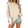thumbnail image 2 of Lumtrix Womens Oversized Long Sleeve Sweatshirt Casual Crewneck Cute Pullover Tops Lightweight Sweatshirt 2025 Fashion Beige 2XL, 2 of 6