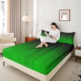 thumbnail image 4 of jejeloiu Neon Geometric Stripe Twin Sheet Sets,Green Lines Bedding For Adults 3pcs, 4 of 7